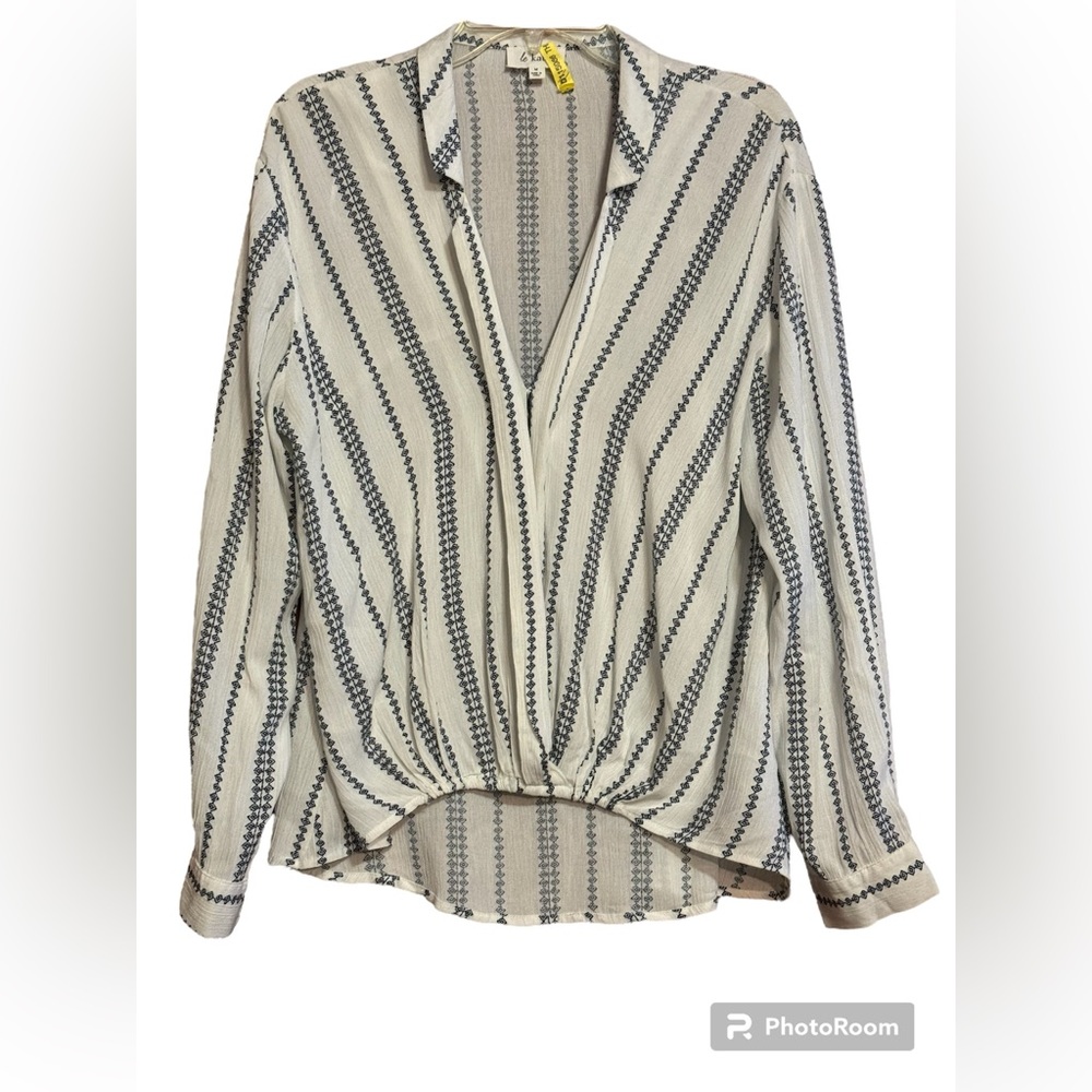 Le Kate Tunic Wrap Long Sleeve Top Sz M